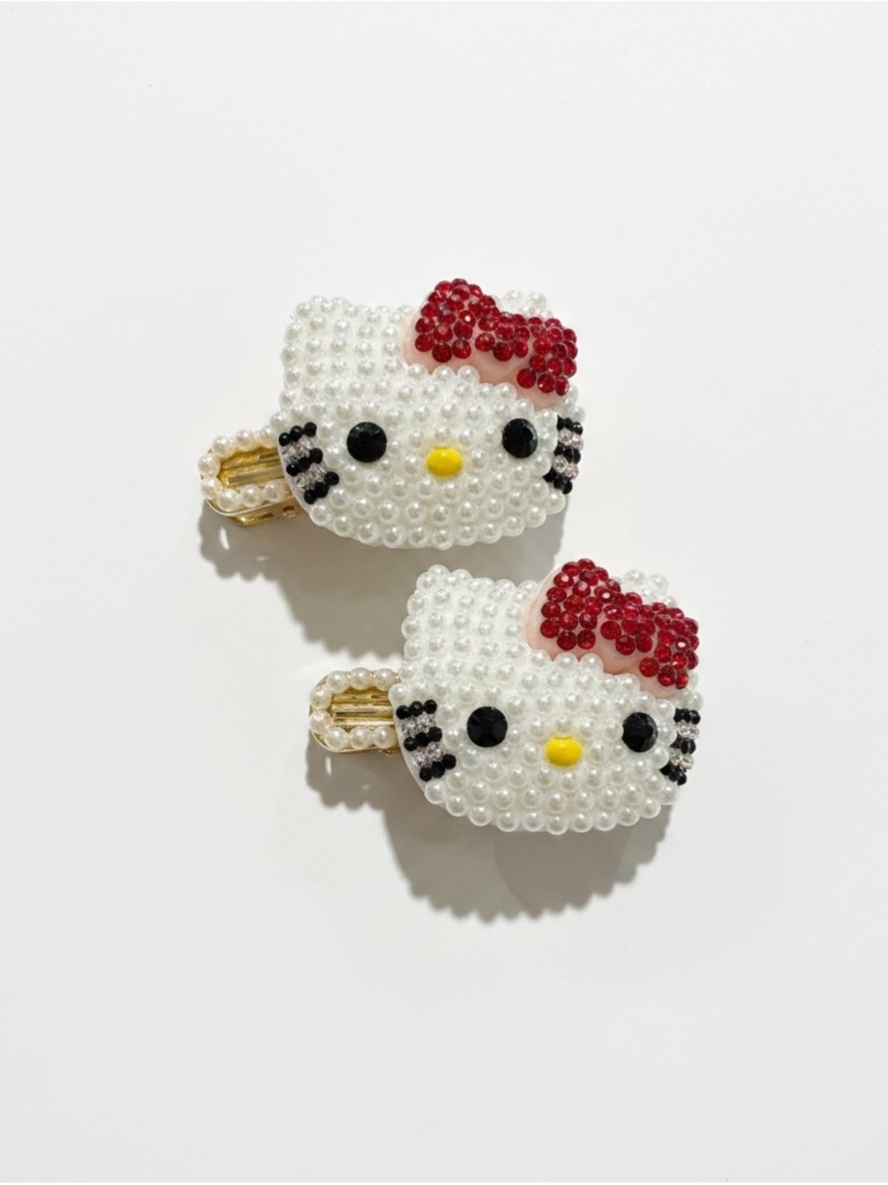 New Hello Kitty theme Pearl-Embellished Bling Bow Hair Clips RARE Fancyโ Dressy